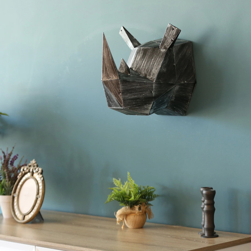 Décoration murale moderne en métal Rhino, Argent
