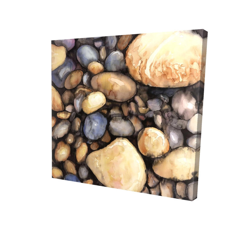Petits cailloux, reproduction sur toile, Toile encadrée noire, H 24 po x l 24 po