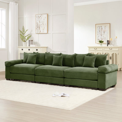 Canapé d'angle modulaire surdimensionné Cloud, canapé 3 places en velours côtelé de qualité supérieure, accoudoirs extra-épais, coussins à haute résilience, design ergonomique, montage facile, convient aux salons et aux bureaux.