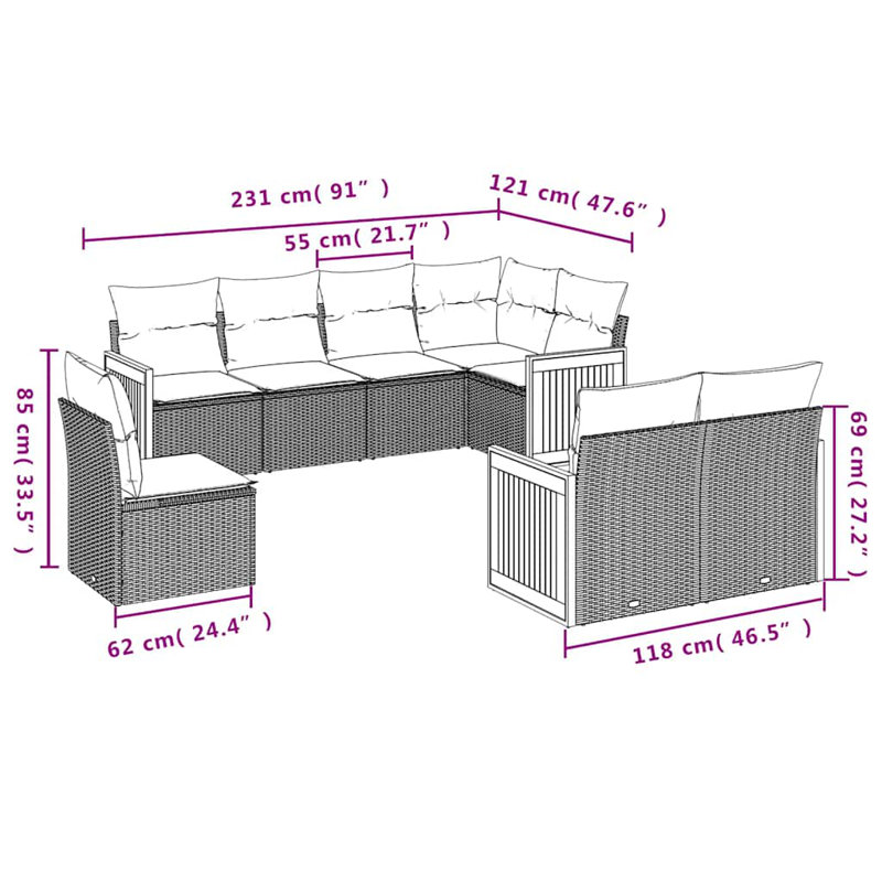Ensemble de canapé de jardin Vidaxl
