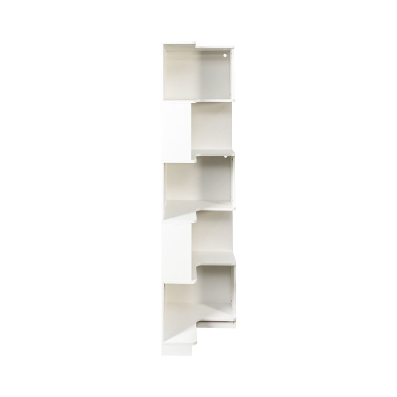 Bibliothèque en L avec lumière DEL, Blanc