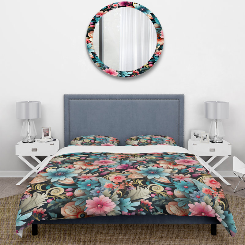 Literie rétro à motif floral cachemire II, Housse de couette simple + 1 taie décorative stan