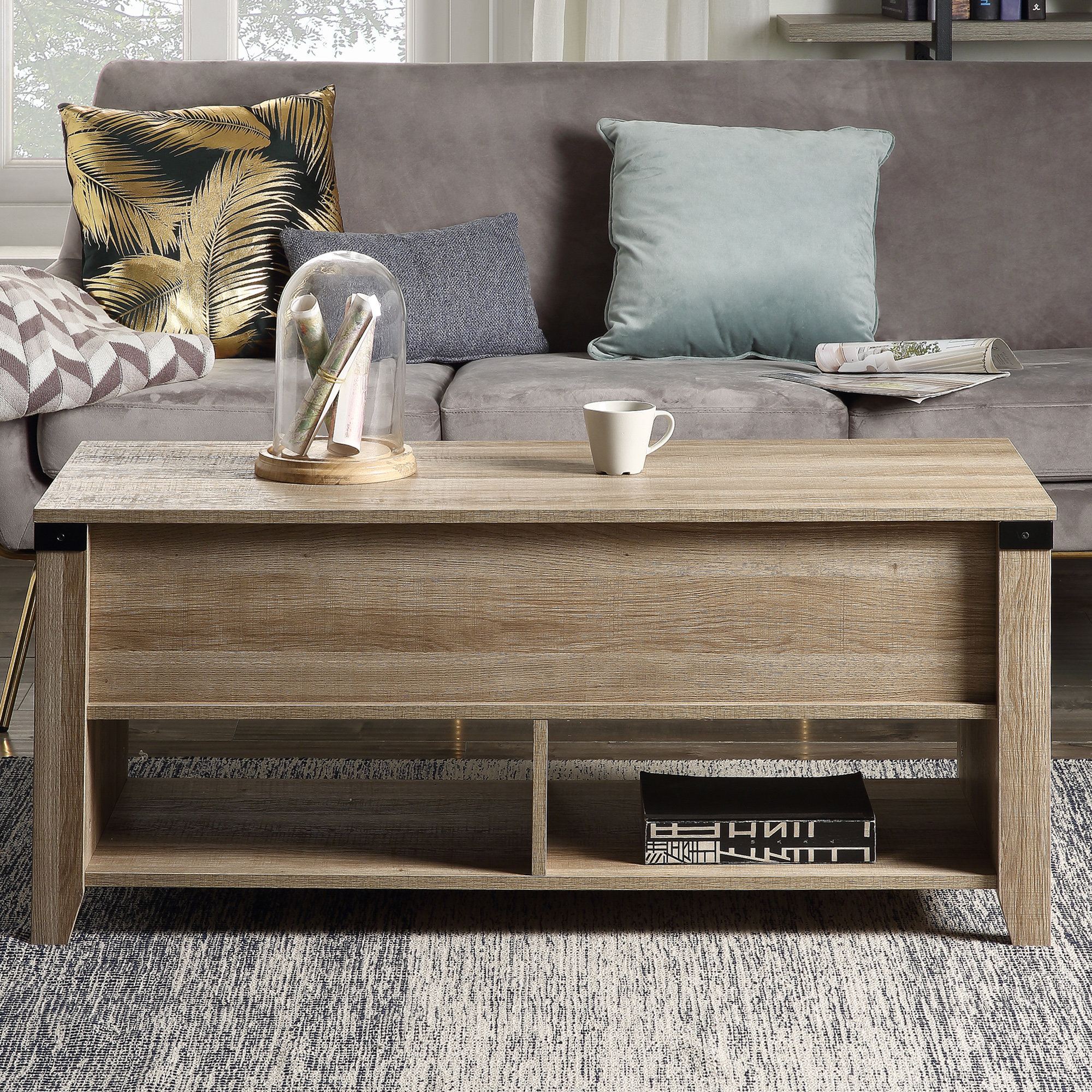 Latitude Run® Lift Top Extendable 4 Legs Coffee Table with Storage ...