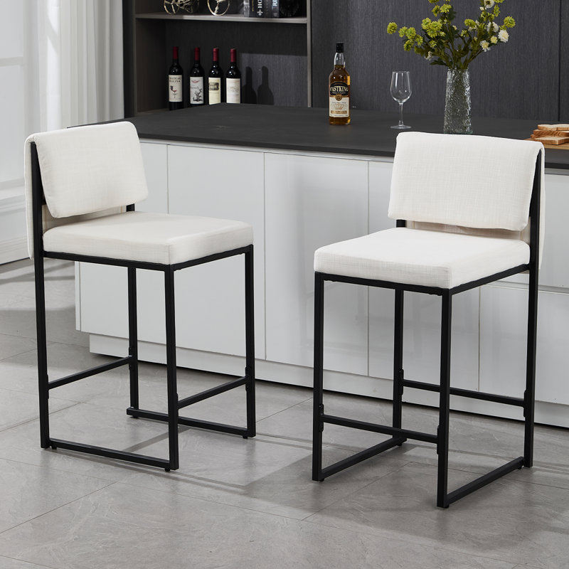 Tabourets de bar modernes avec tabourets de bar rembourrés avec dossier et pieds en métal Modern, Beige