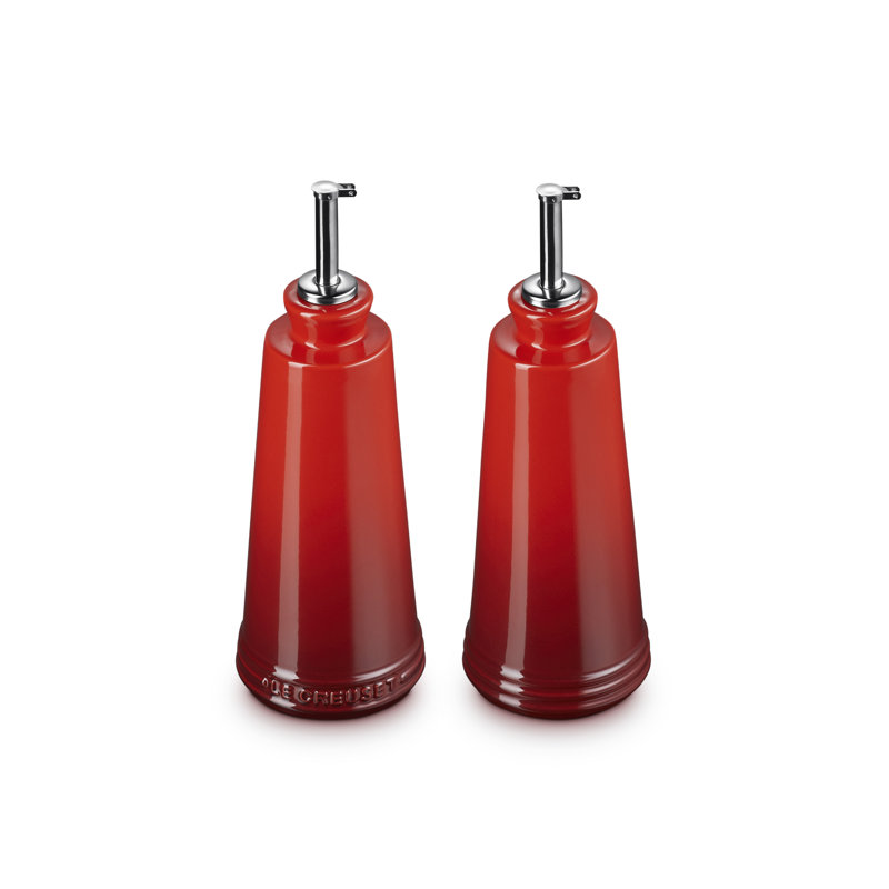 Le Creuset Stoneware Oil & Vinegar Set, Cerise