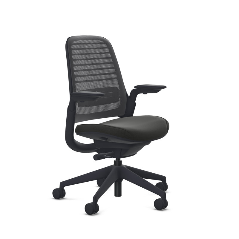 Steelcase Series 1 Task Chair, Scarlet/Graphite, Black, Hard Floor