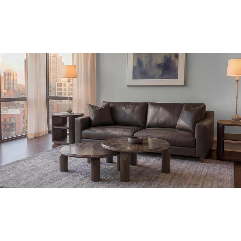 Vienna Marble Cocktail Table, Brown, Dark Emperador, 16"H x 40.25"L x 40.25"W