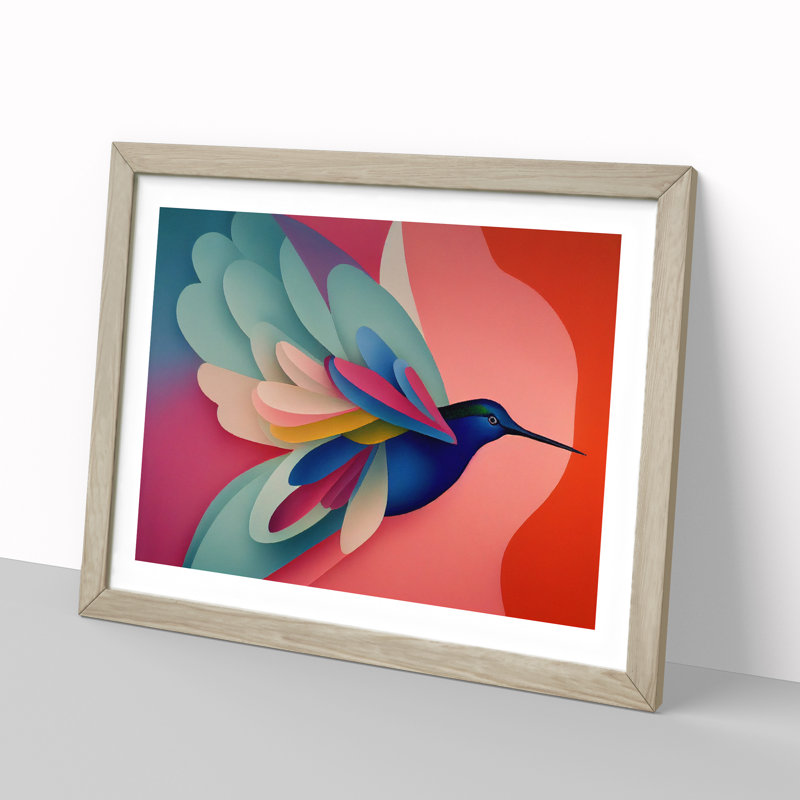 Special Abstract Hummingbird - Framed Print, 25cm H x 34cm W x 2cm D, Oak