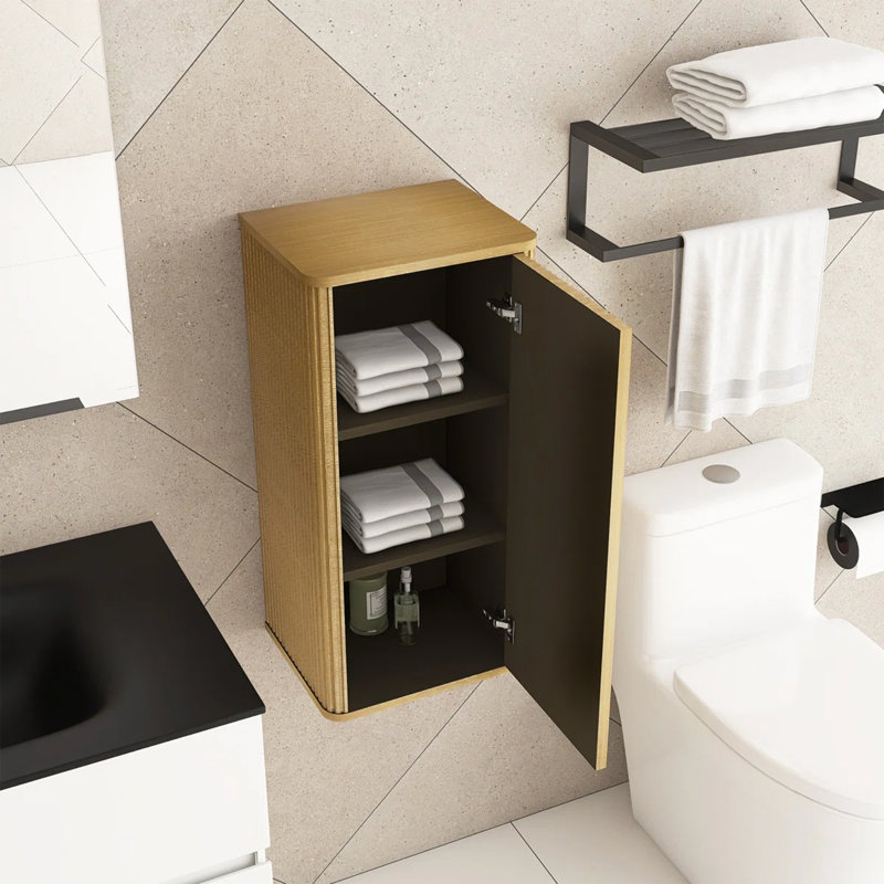 Natural Oak Bathroom Floating Side Cabinet