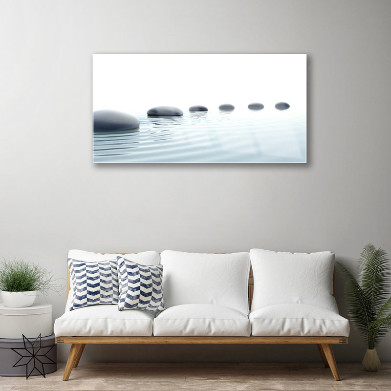 Art Stones Water 1 Piece Wall Art on Glass