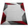 Area Rug Bordered With Geometric Pattern Red Grey With Contour Cut