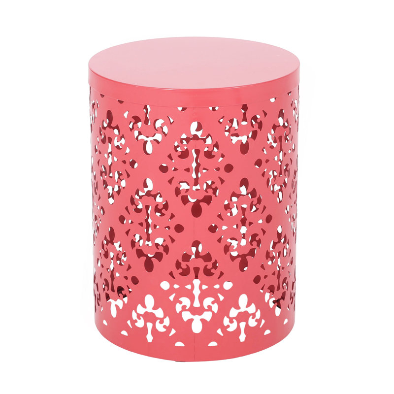Outdoor Metal End Table -Large, Coral