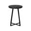 Table d'appoint contemporaine en métal noir avec dessus en marbre rond pour la chambre à coucher