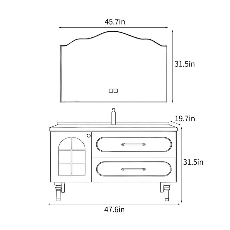 French retro bathroom Vanity, Black