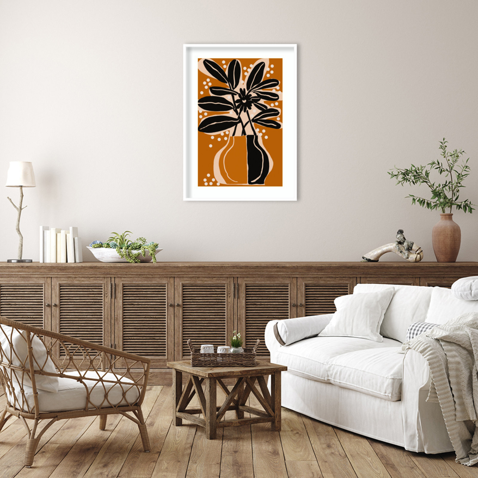 Ochre Still Life No 6 by Treechild Wood Framed Wall Art Print, White, 41" H x 30" W