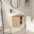 26" Bathroom Vanity with Asymmetrical Ceramic Sink - Wall Mounted