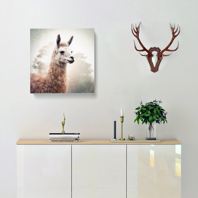 Llama Double Exposure - No Frame Print, 50cm H x 50cm W x 3cm D