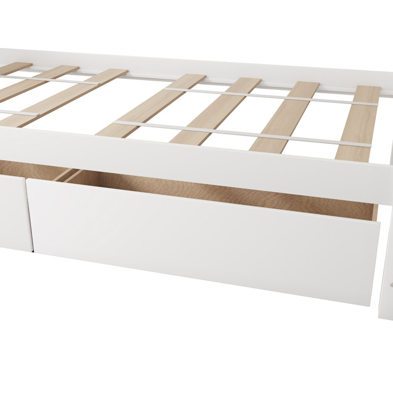 Lit plateforme avec rangement Kaoru, Blanc