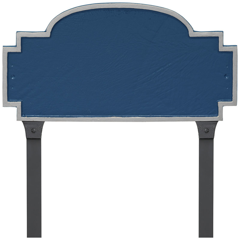 Plaque d'adresse sur 1 ligne Chesterfield, Bleu de mer / Argent, Oui