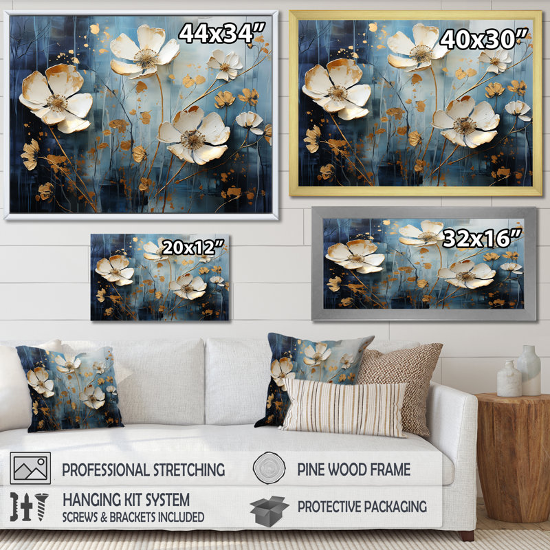 Souvenirs de coquelicots, rêves de fleurs II sur toile, Cadre simple noir, H 24 po x l 32 po x P 0,5 po