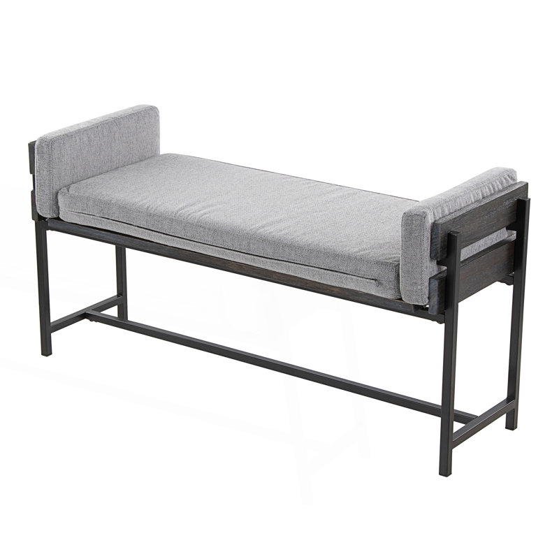 Banc de ferme avec structure en métal, Gris/noir