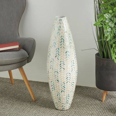 Vase de plancher en nacre et bambou Glendale Heights