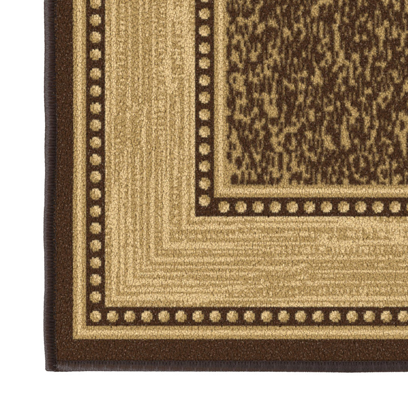 Easy Care Non-Slip Border Design Area Rug For Living Room, Hallway Rug, Rectangle 1'8" x 4'5"