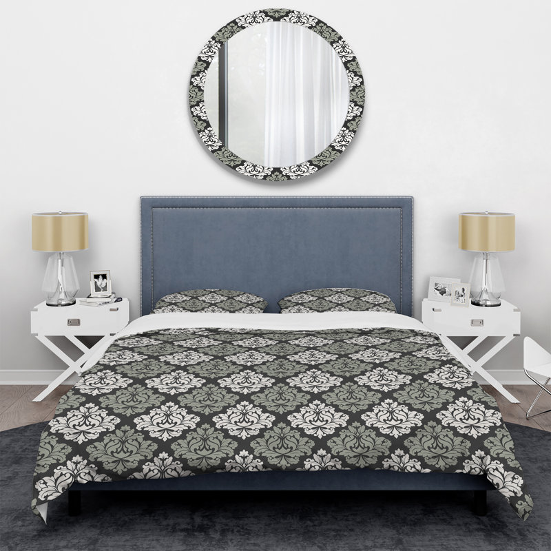Ensemble de housse de couette en microfibre noir / blanc 3 pièces, Housse de couette simple + 1 taie décorative stan
