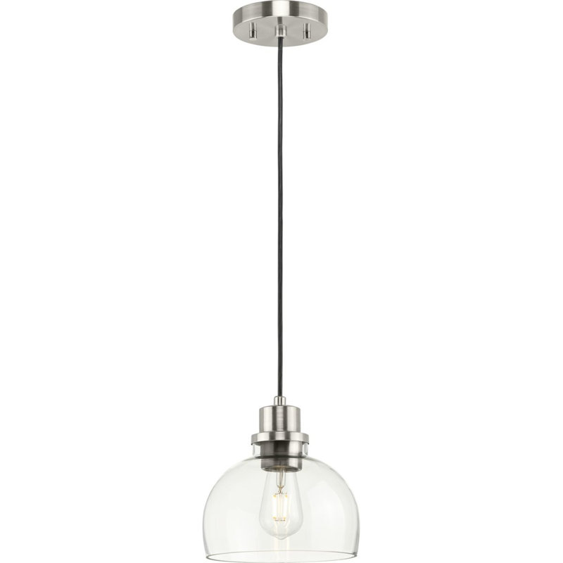 Walkerton 1 - Light Dome Pendant, Brushed Nickel, Clear