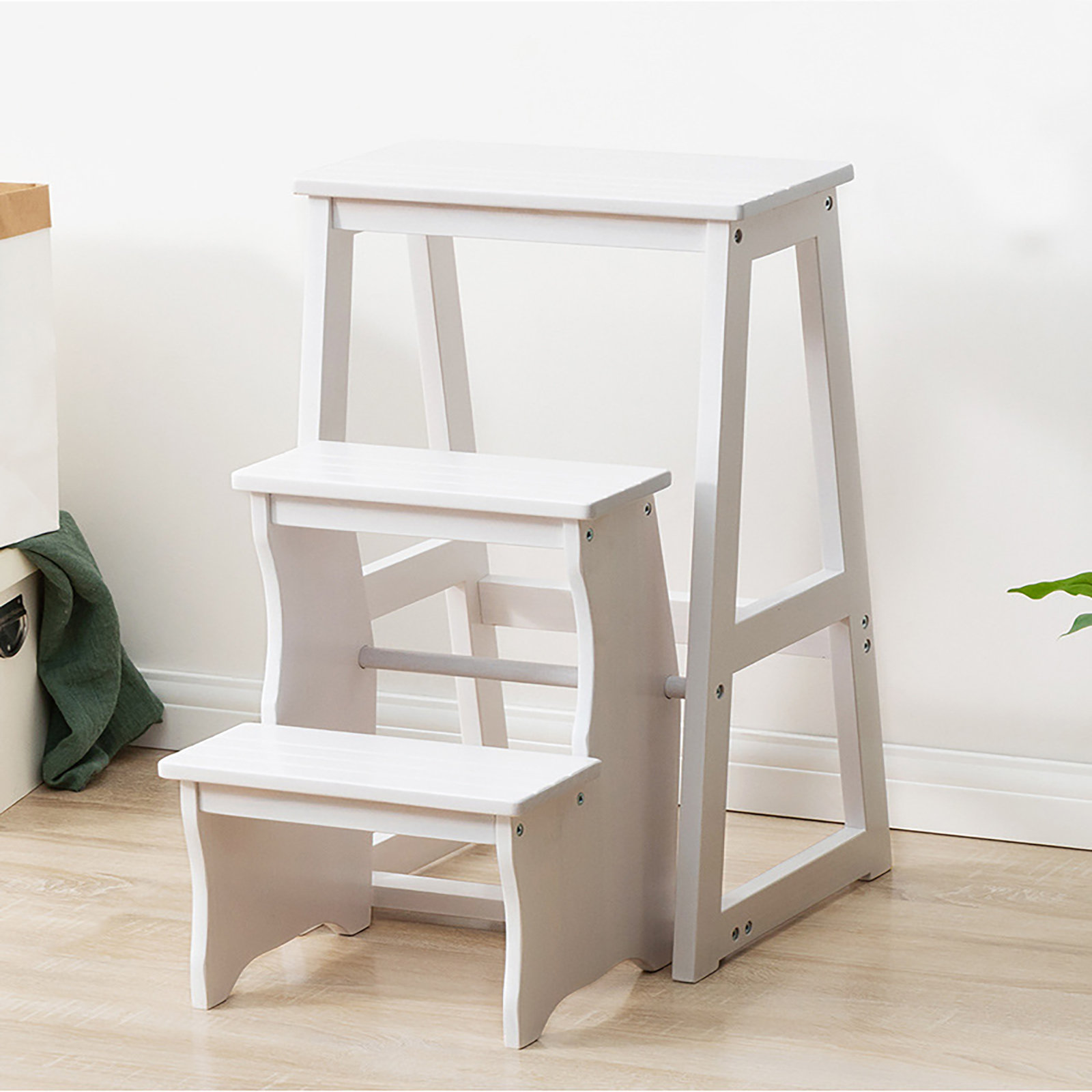 Tabouret-escabeau Échelle Pliante en Bois Massif Tabourets-escabeaux