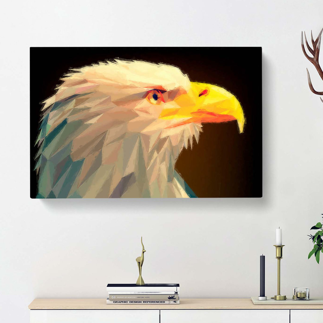 Geometric Bald Eagle Bird in Abstract - Wrapped Canvas