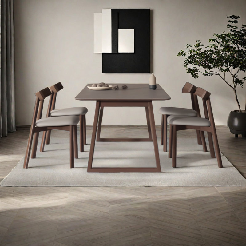 Ensemble de table de salle à manger rectangulaire en bois massif gris mat, H 29,52 po x L 62,99 po x l 31,49 po