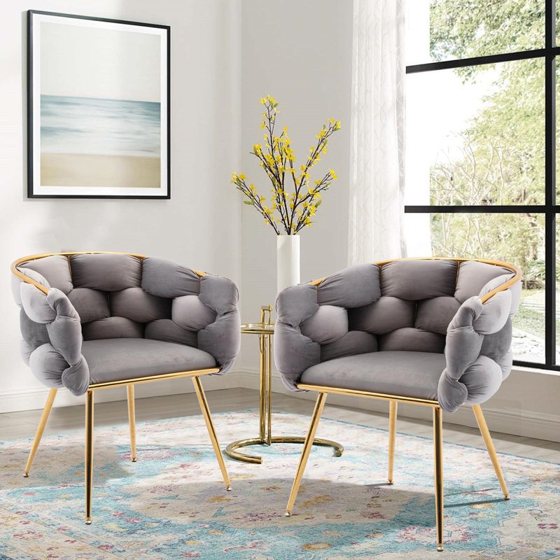 Ensemble de 2 chaises de salle à manger rembourrées Modern, Gris