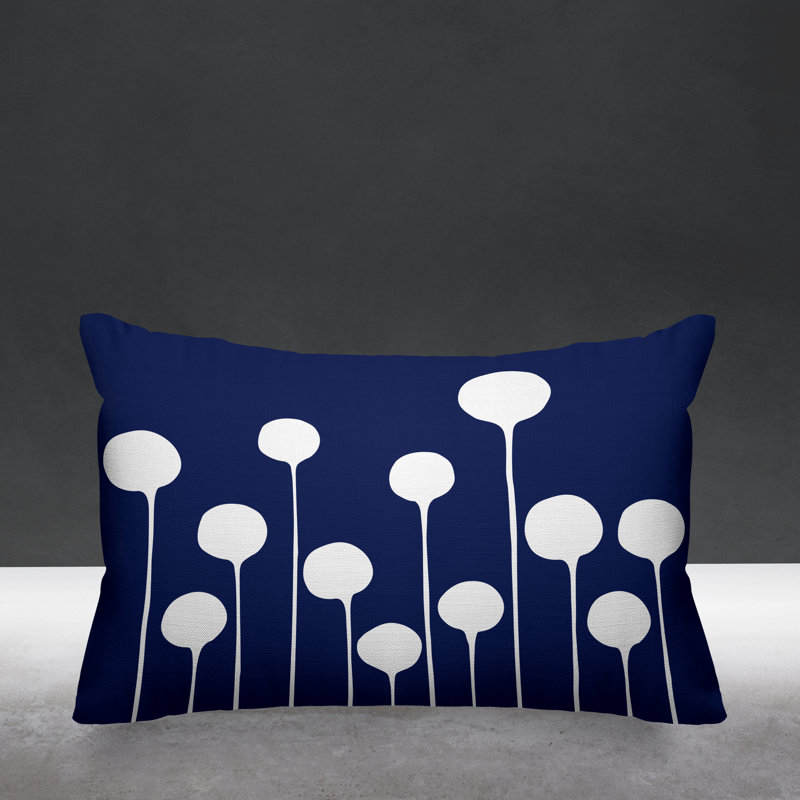 Courtland Outdoor Reversible Throw Pillow, Navy Blue