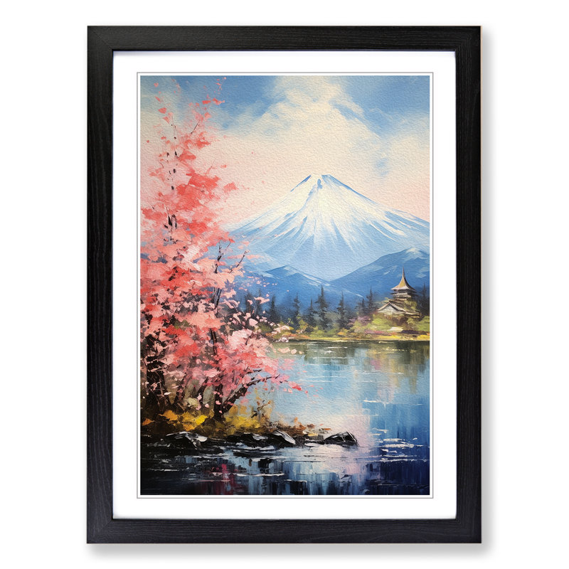 Mount Fuji Impressionism - Framed Print, Black, 64cm H x 46cm W x 2cm D