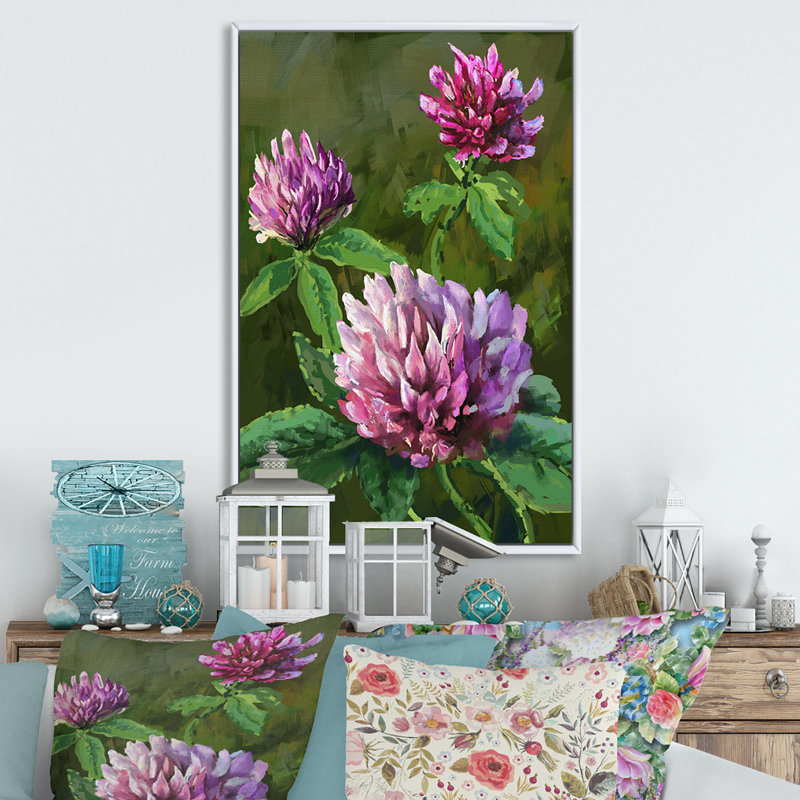 Fleurs sauvages mauves II - Peinture, H 20 po x l 12 po x P 1 po, Cadre flottant blanc