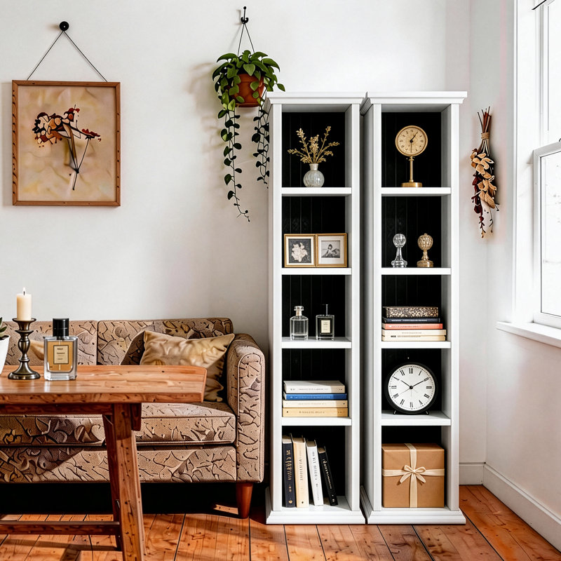 5-Tier Black Traditional Bookcases 70.86''H×20''W  With Base And Back
