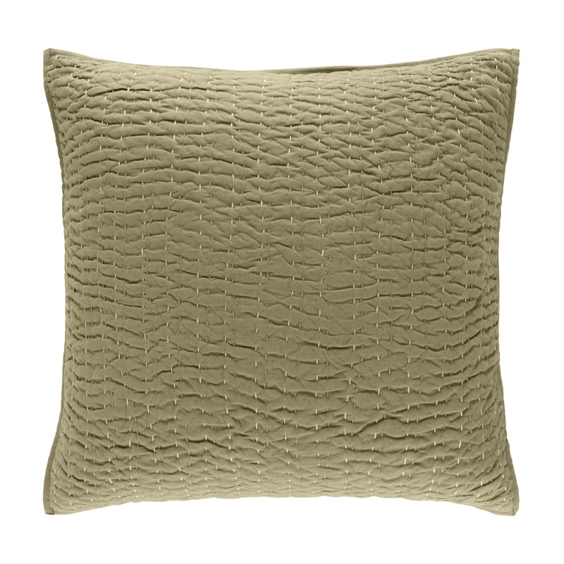 Taie décorative matelassée Deepali Kantha Olive