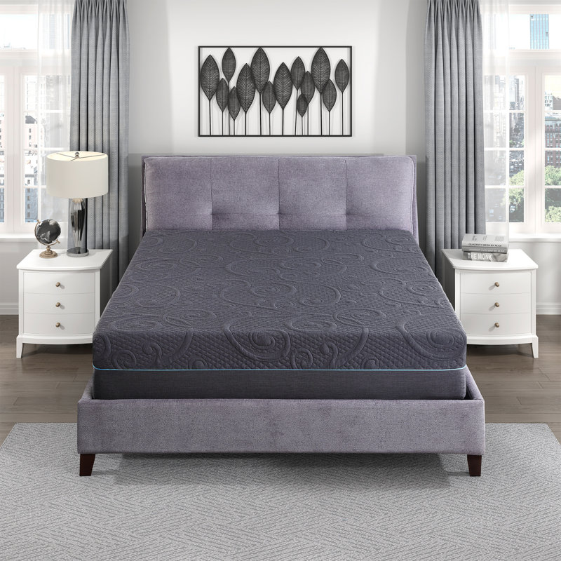 Matelas hybride en mousse viscoélastique infusée de gel 14 po avec 870 ressorts Shad, moderne et contemporain Shad