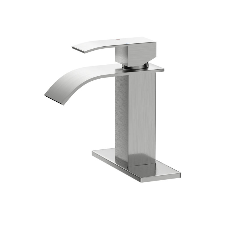Robinet de lavabo pour salle de bain à poignée simple 6 ", nickel brossé, fixation sur le comptoir, robinet en acier inoxydable 304 6", fixation sur le comptoir, poignée, robuste pour les salles de bain intrigantes