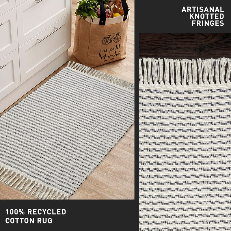 Tapis pour salle de bain en coton Annzley, Noir, Simple - L 36 po x l 24 po