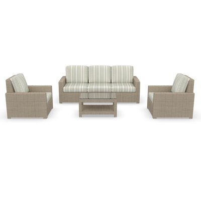 Outdoor Patio Sofa Conversation Set With Sunbrella Cushions by Birch Lane