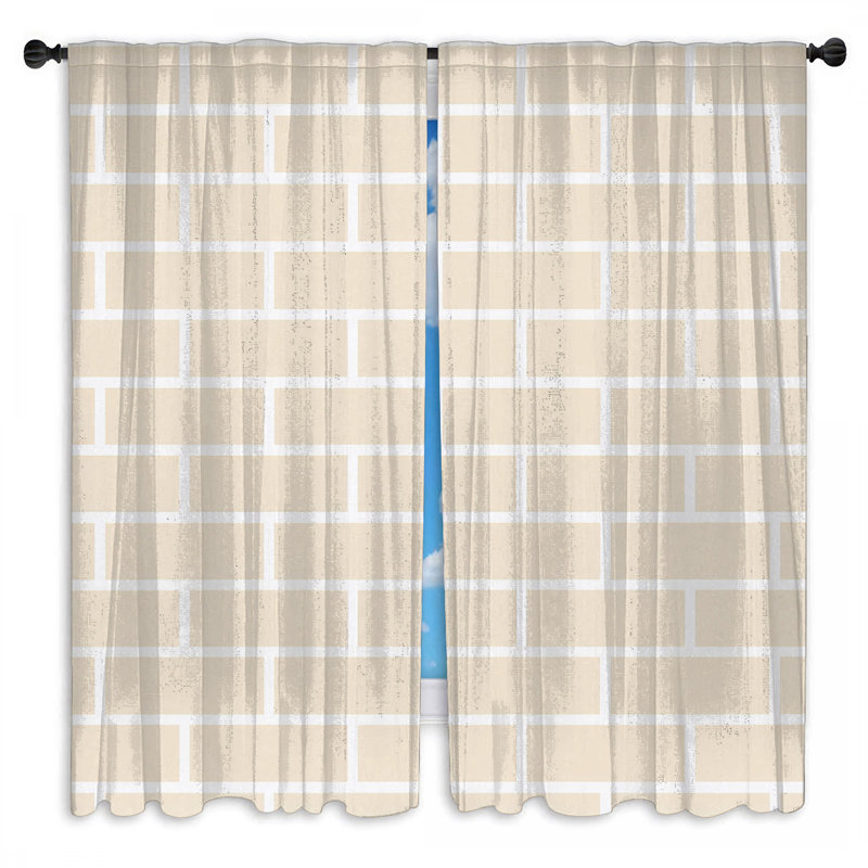 Rideaux de fenêtre muraux beige brique voilage et obscurcissement de brique - 2 panneaux, 112in x 76in - 2 panels, Sheer