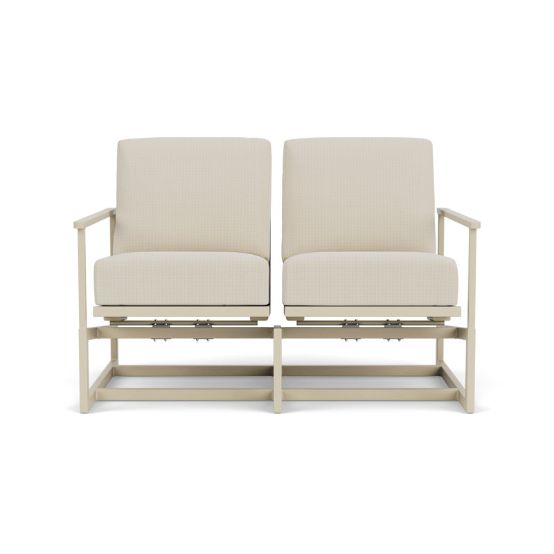 Outdoor Summit Rocker Bench with Cushions, Linen, Beach Natural, Linen