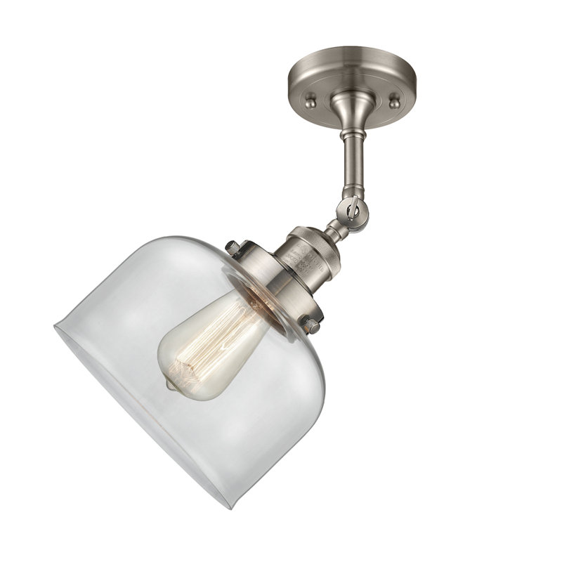 Applique murale 1 lumière 8 po Bell, Ampoule à DEL rétro de 6 watts, Clair, Nickel satiné brossé