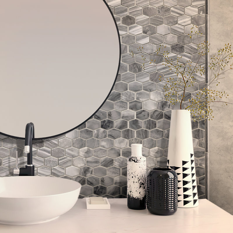 12 x 0.6 Bianco Carrara Marble Polished Pencil Liner Tile Trim, Gray