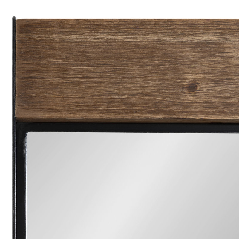 Rustic Brown and Black Rectangular Wood Wall Mirror