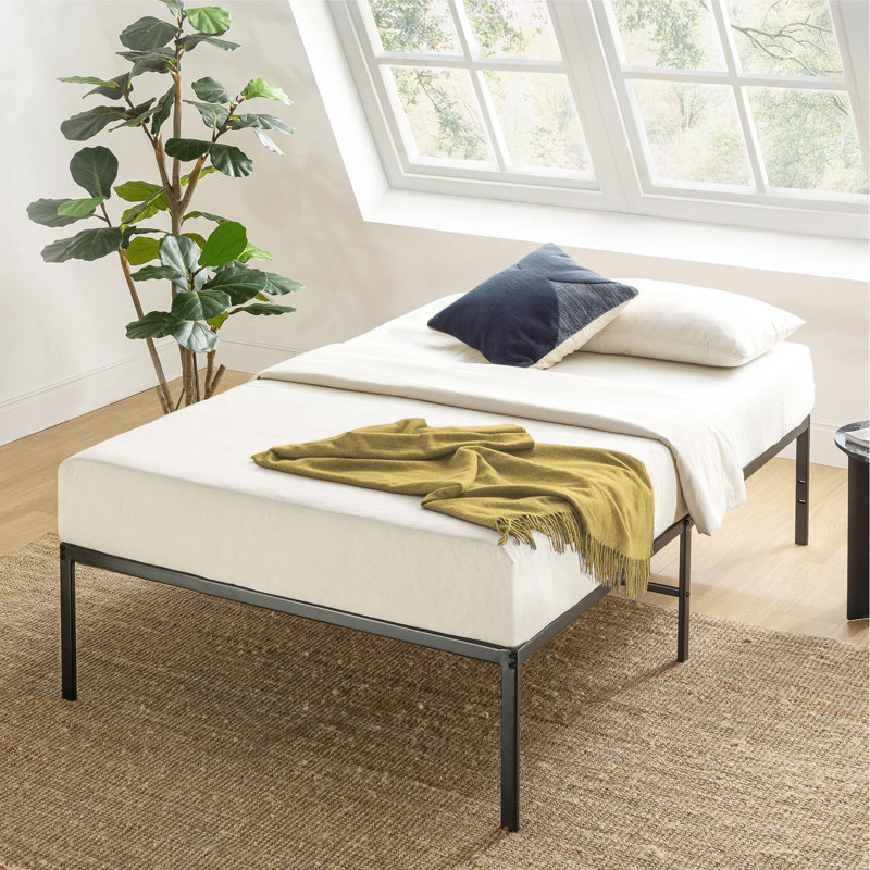 Lit plateforme en acier 16 po Messancy, Simple, Blanc