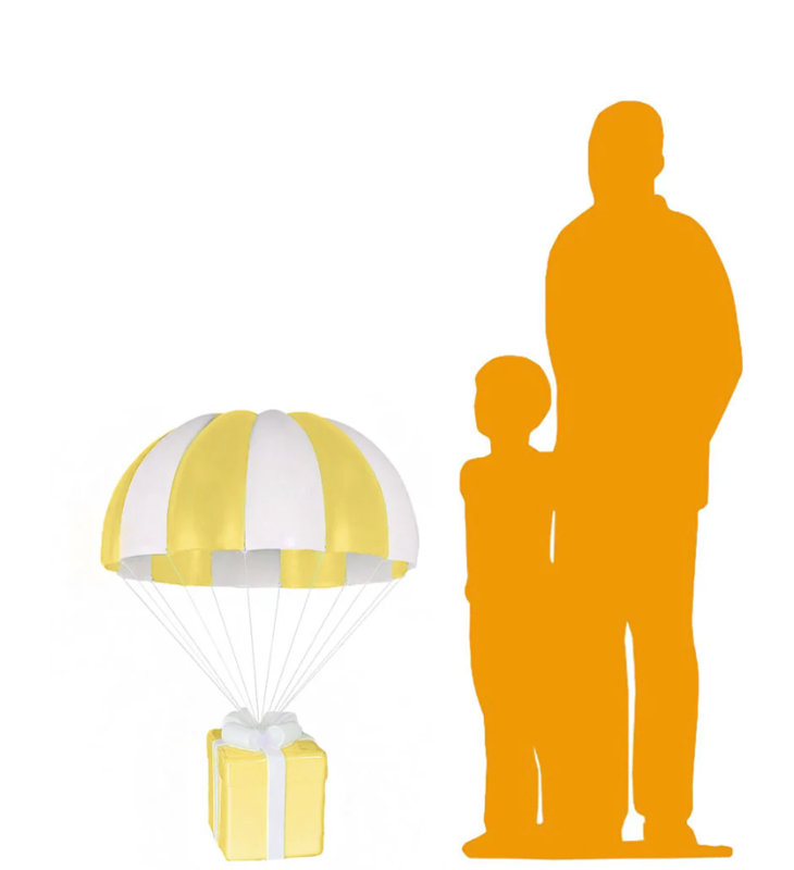 Statue suspendue parachute grandeur nature, Jaune / Blanc