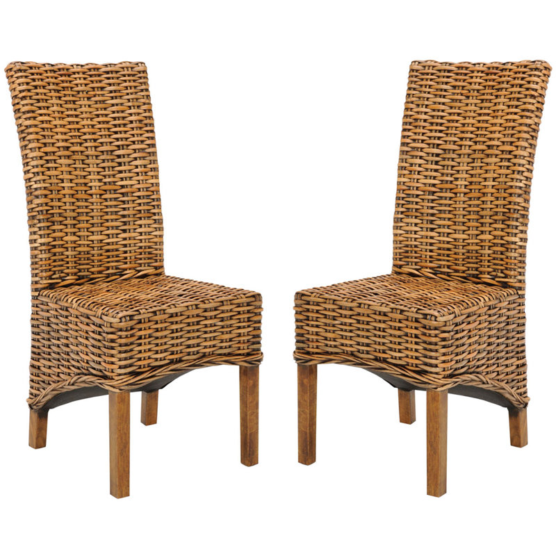 Rattan Side Chair in Light Walnut